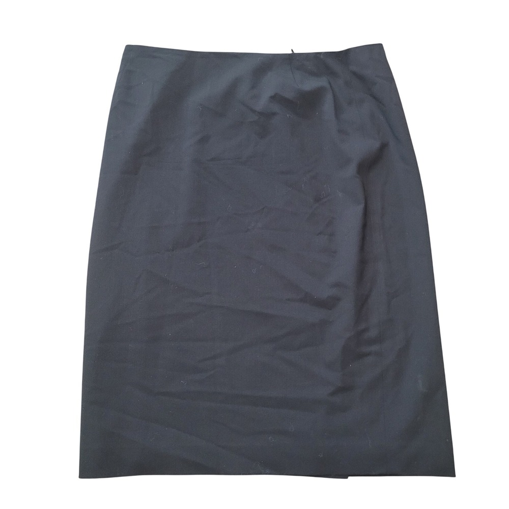 Lafayette 148 Pencil Skirt Women 10 Black Excellent‎ Virgin Wool Blend Back Vent